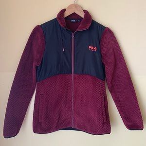 Fila Sport Women XS Maroon fluffy full Zip Jacket